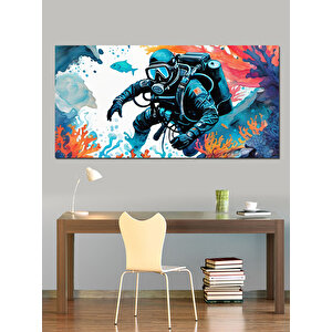 Kanvas Tablo Denizin Derinliklerinde Dalgıç 70x140 cm