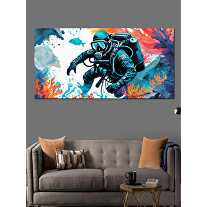 Kanvas Tablo Denizin Derinliklerinde Dalgıç 70x140 cm