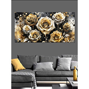 Kanvas Tablo Altın Renkli Güller 70x140 cm
