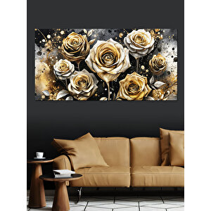Kanvas Tablo Altın Renkli Güller 70x140 cm