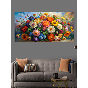 Kanvas Tablo Canlı Çiçek Aranjmanı 50x100 cm