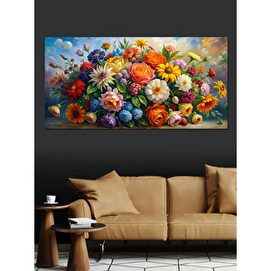 Kanvas Tablo Canlı Çiçek Aranjmanı 70x140 cm