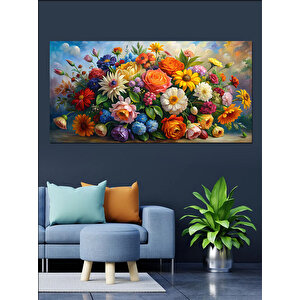 Kanvas Tablo Canlı Çiçek Aranjmanı 70x140 cm