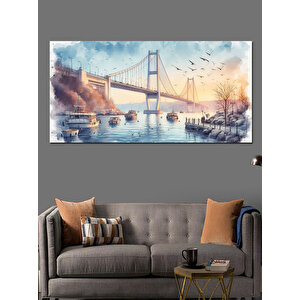Kanvas Tablo Boğazın Işıltısı İstanbul Köprüsü 70x140 cm