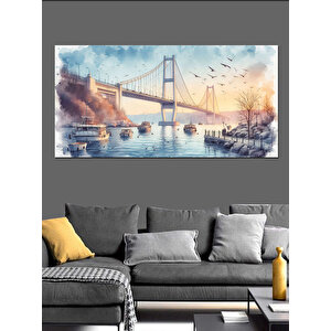 Kanvas Tablo Boğazın Işıltısı İstanbul Köprüsü 70x140 cm