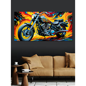 Kanvas Tablo Alevli Güçlü Chopper Motor
