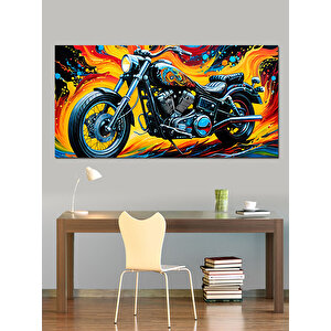 Kanvas Tablo Alevli Güçlü Chopper Motor