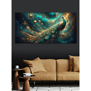 Kanvas Tablo Altın Tüylerle Tavus Kuşu 70x140 cm