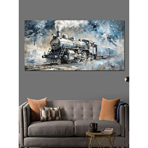 Kanvas Tablo Dumanlar İçinde Buharlı Tren 50x100 cm