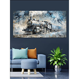 Kanvas Tablo Dumanlar İçinde Buharlı Tren 50x100 cm