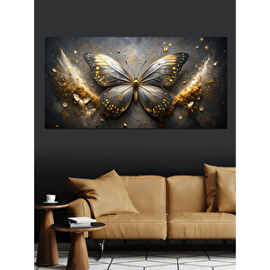 Kanvas Tablo Altın Kanatlı Kelebek 70x140 cm