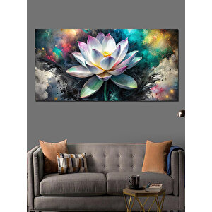 Kanvas Tablo Renkli Lotus Çiçeği 50x100 cm