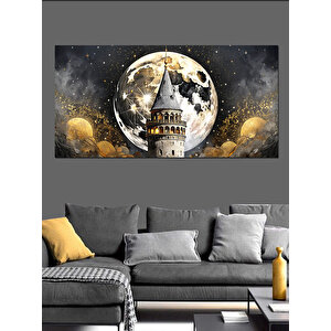 Kanvas Tablo Dolunay Ve Galata Kulesi 70x140 cm