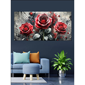 Kanvas Tablo Kırmızı Güllerin Zarafeti 70x140 cm