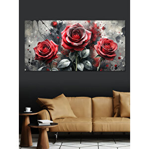 Kanvas Tablo Kırmızı Güllerin Zarafeti 70x140 cm