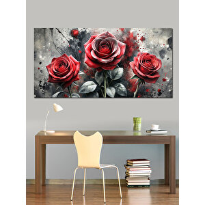 Kanvas Tablo Kırmızı Güllerin Zarafeti 70x140 cm