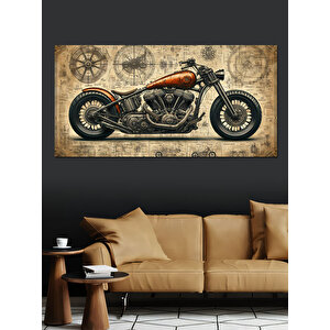 Kanvas Tablo Eski Tarz Motosiklet 50x100 cm