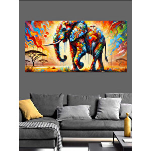 Kanvas Tablo Renklerin Dansı Fil Figürü 70x140 cm
