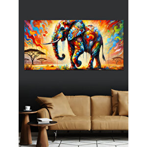 Kanvas Tablo Renklerin Dansı Fil Figürü 70x140 cm
