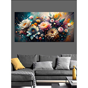 Kanvas Tablo Renkli Çiçek Aranjmanı 70x140 cm