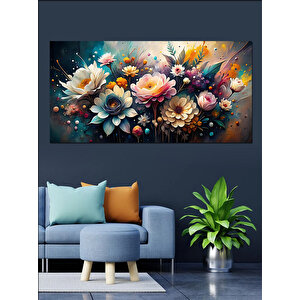 Kanvas Tablo Renkli Çiçek Aranjmanı 70x140 cm