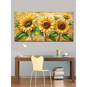 Kanvas Tablo Altın Sarısı Ayçiçekleri 70x140 cm