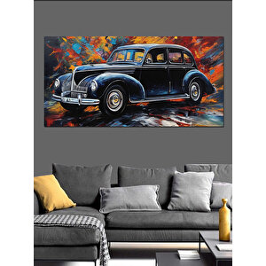 Kanvas Tablo Gece Mavisi Klasik Araba 70x140 cm