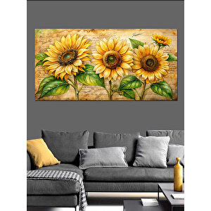 Kanvas Tablo Altın Sarısı Ayçiçekleri 50x100 cm