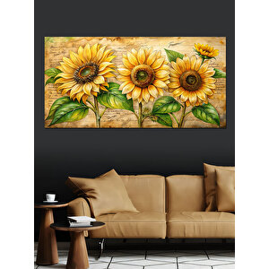 Kanvas Tablo Altın Sarısı Ayçiçekleri 50x100 cm