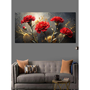 Kanvas Tablo Kırmızı Karanfil Çiçekleri 70x140 cm
