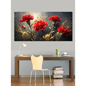 Kanvas Tablo Kırmızı Karanfil Çiçekleri 70x140 cm