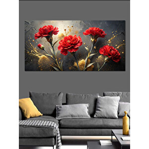 Kanvas Tablo Kırmızı Karanfil Çiçekleri 70x140 cm