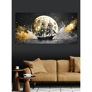 Kanvas Tablo Dolunay Ve Yelkenli 50x100 cm