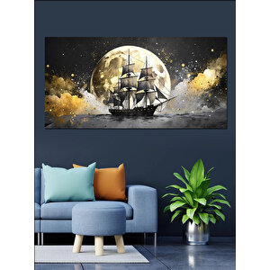 Kanvas Tablo Dolunay Ve Yelkenli 50x100 cm