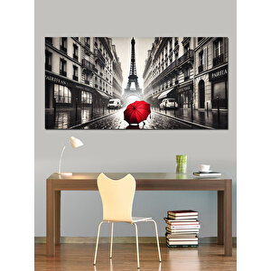 Kanvas Tablo Kırmızı Şemsiyeli Paris 50x100 cm