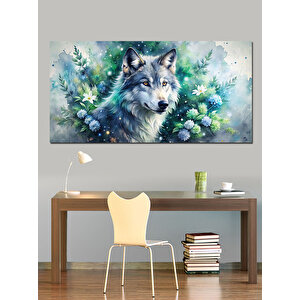 Kanvas Tablo Mavi Gözlü Kurt 50x100 cm
