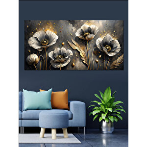 Kanvas Tablo Siyah Beyaz Gelincikler 50x100 cm