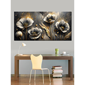 Kanvas Tablo Siyah Beyaz Gelincikler 50x100 cm