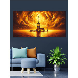 Kanvas Tablo Güneşin Batışında Kız Kulesi 50x100 cm
