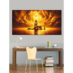 Kanvas Tablo Güneşin Batışında Kız Kulesi 50x100 cm