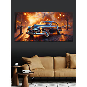 Kanvas Tablo Gece Sokaklarında Klasik Araba 50x100 cm