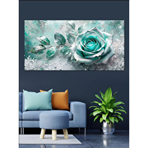 Kanvas Tablo Buz Mavisi Gül 50x100 cm