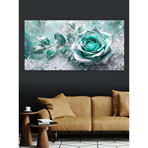 Kanvas Tablo Buz Mavisi Gül 50x100 cm