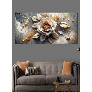 Kanvas Tablo Altın Yapraklı Gül 50x100 cm