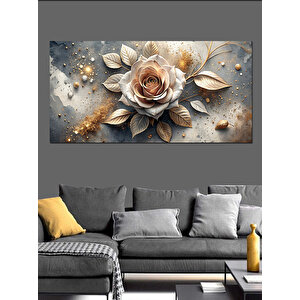 Kanvas Tablo Altın Yapraklı Gül 50x100 cm