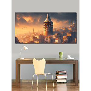 Kanvas Tablo Galata Kulesi Ve İstanbul Işıkları 70x140 cm