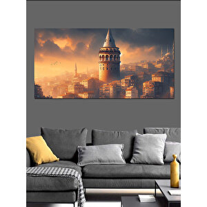 Kanvas Tablo Galata Kulesi Ve İstanbul Işıkları 70x140 cm