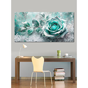 Kanvas Tablo Buz Mavisi Gül 70x140 cm