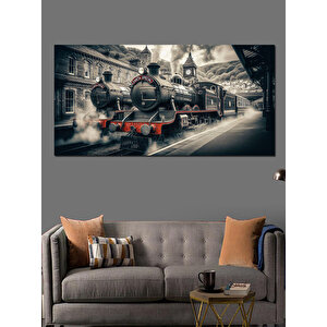 Kanvas Tablo Kömürlü Trenle Tarihi Yolculuk 70x140 cm