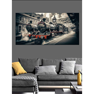Kanvas Tablo Kömürlü Trenle Tarihi Yolculuk 70x140 cm